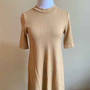 Yellow mock neck knit dress